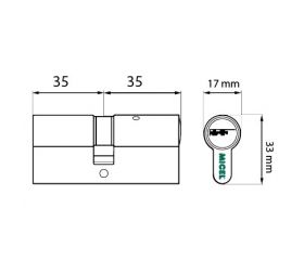 CILINDRO SEGURIDAD CS01 L15 35x35mm NI