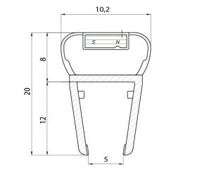 PERFIL MAMPARA MAGNETICO 180º PF01 6/8mm TR