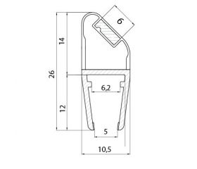 PERFIL MAMPARA MAGNETICO 45º N-S PF02 6/8mm TR