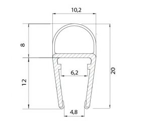 PERFIL MAMPARA BURBUJA PF03 6/8mm TR