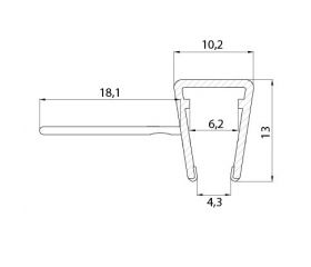 PERFIL MAMPARA JUNTA CRUCE 18mm PF05 6/8mm TR