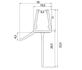 PERFIL MAMPARA VIERTEAGUA 19,5mm PF06 6/8mm TR