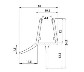 PERFIL MAMPARA VIERTEAGUA 11,5mm PF06 6/8mm TR