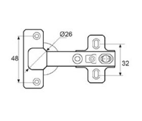 BISAGRA CAZOLETA RECTA BC01 26mm ZN