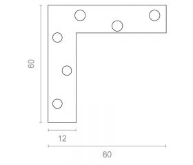 ESCUADRA PLANA PLC05 60x60x12mm ZN