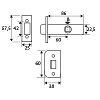 BL PICAPORTE TUBULAR C/C PCT03 60mm NS
