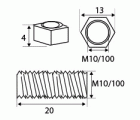 BL VARILLA HUECA VR01 M10/100x20mm+TUERCA TRC09 ZN