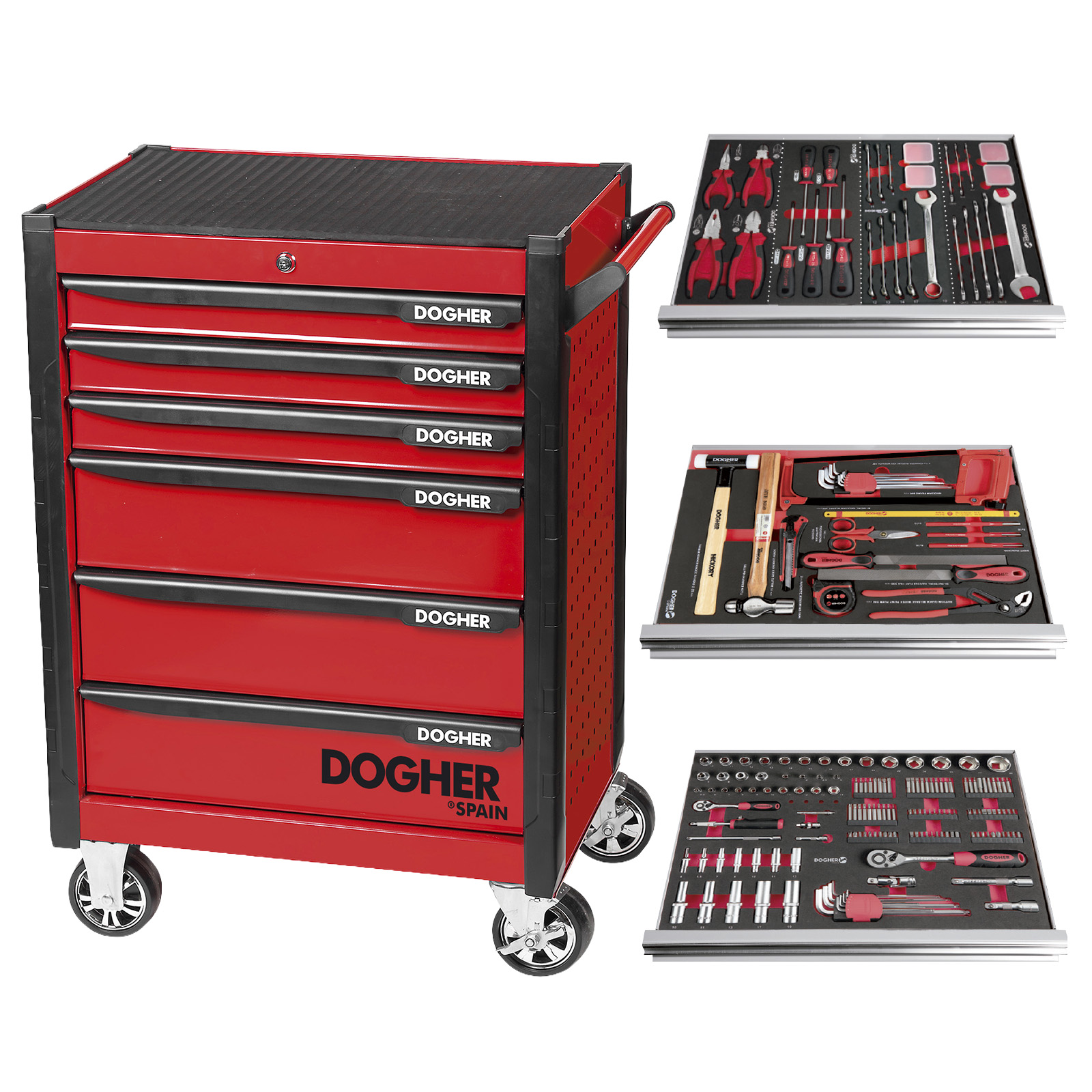 Carro DOGHER SILVERSTONE 6 Cajones + 3 Composiciones de 211 Herramientas