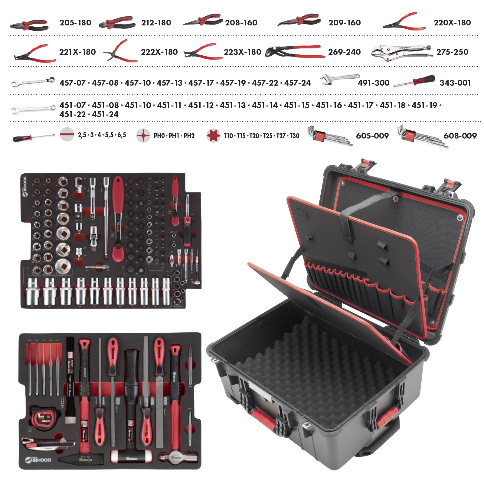 Trolley DOGHER GOBOX Hermético + 196 Herramientas Mecánico