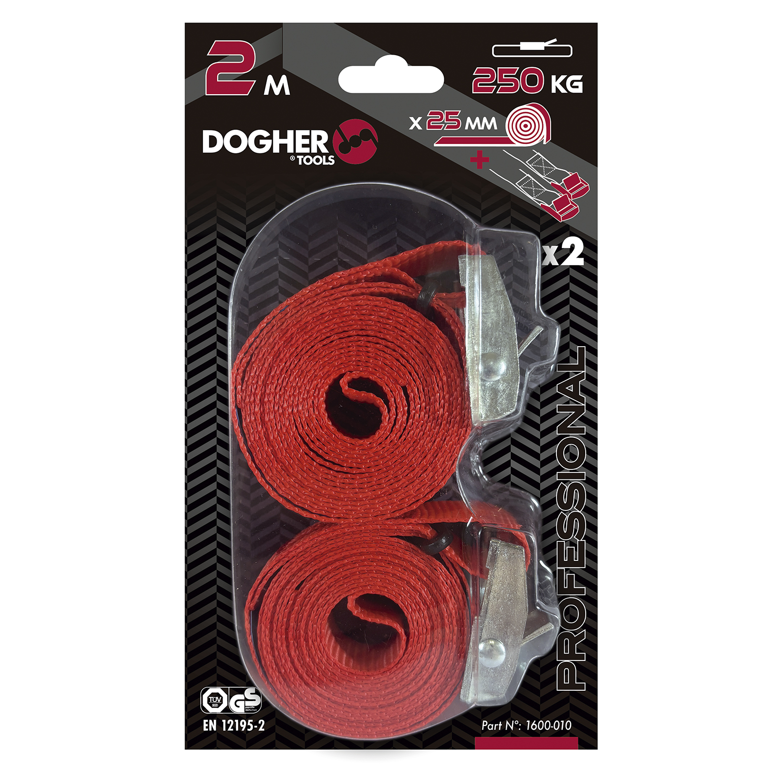 Cinta de Amarre DOGHER con Hebilla 25 mm x 2 m 250 kg