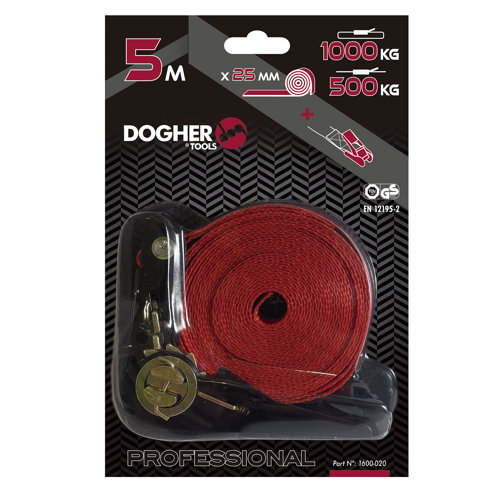 Cinta DOGHER Amarre Trinquete 25 mm x 5 m 500/1000 kg