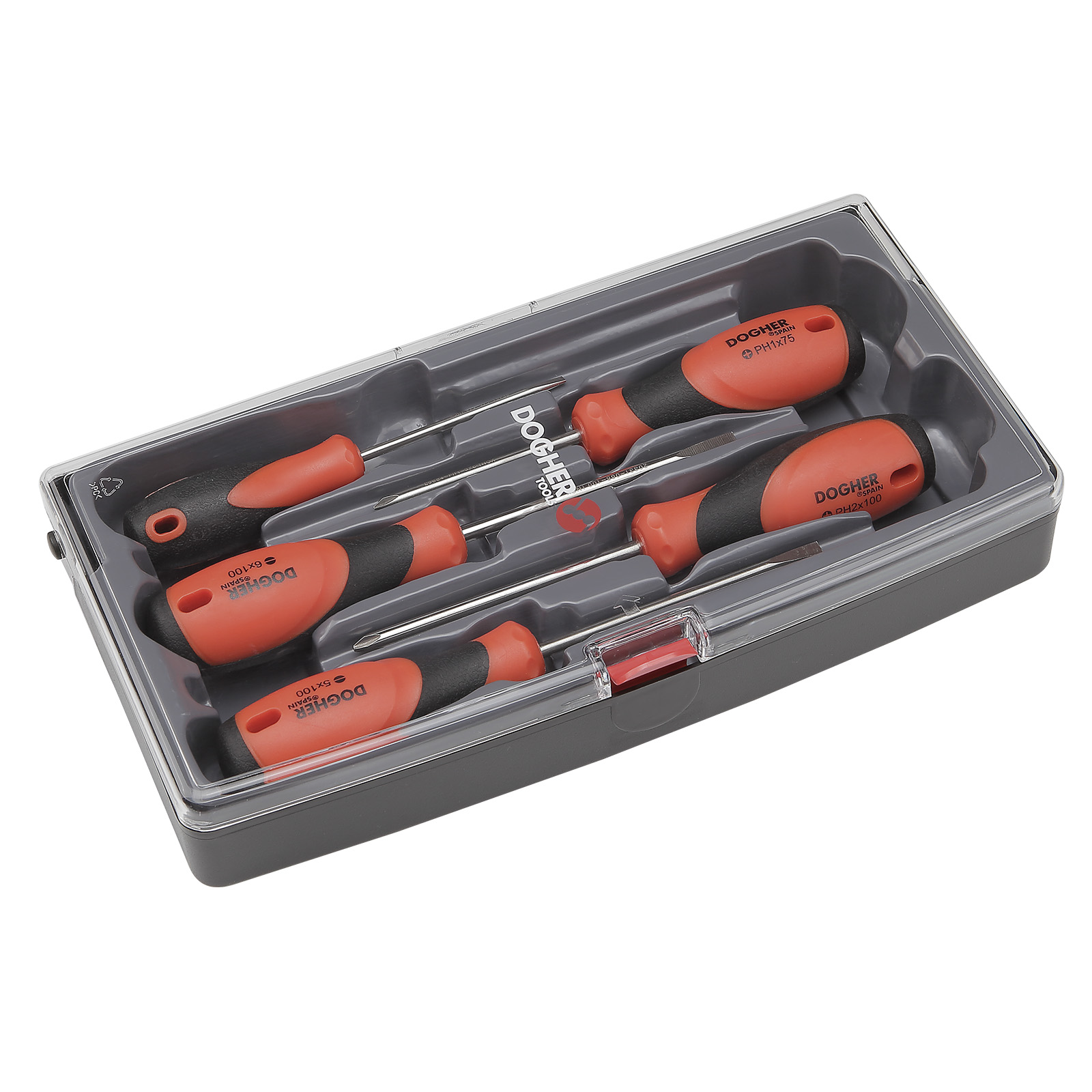 Juego 5 Destornillador DOGHER Caja Plástico Profesional Inox PL-PH