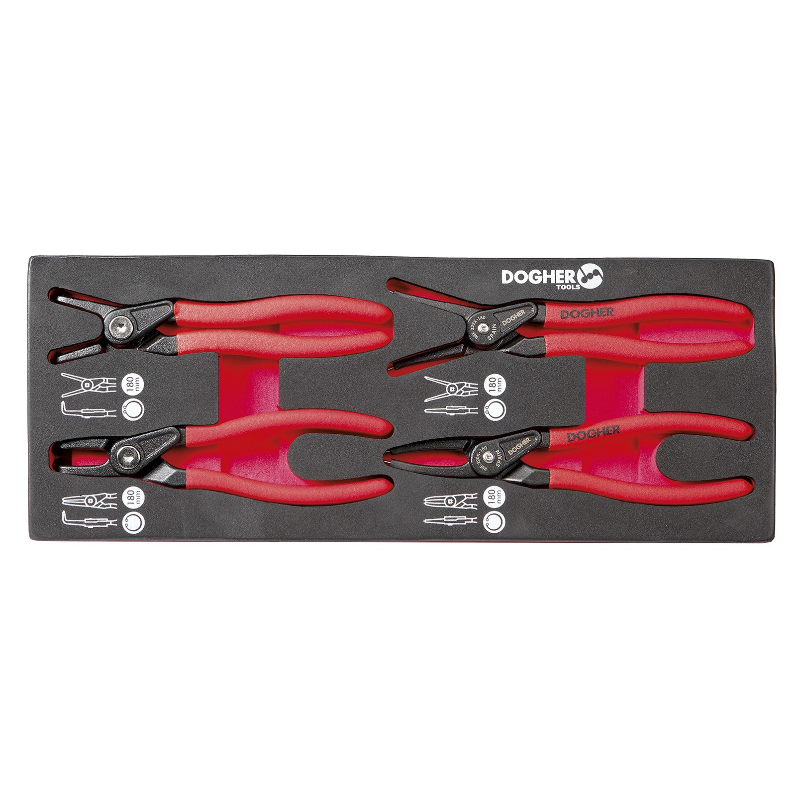 Bandeja Combinable DOGHER 1/4 - 4 Alicates Seeger Pro 180 mm