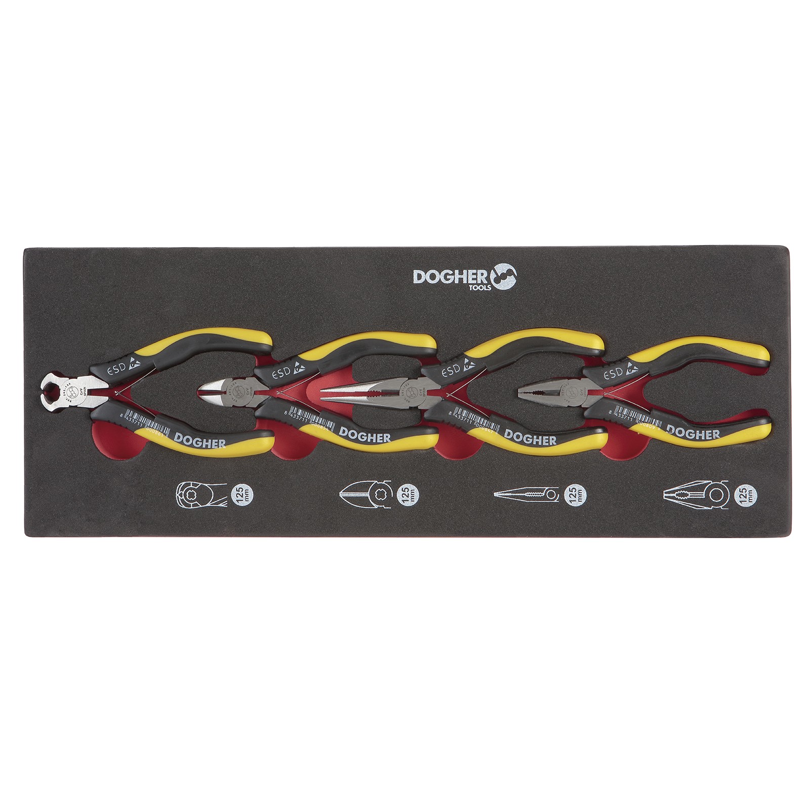 Bandeja Combinable DOGHER 1/4 - 4 Mini alicates ESD