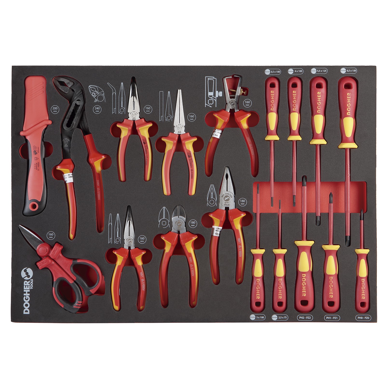 Carro Mecánico DOGHER VDE STD 6 Cajones + 84 Herramientas