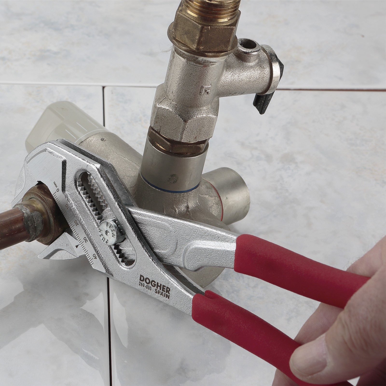 Tenacilla Ajustable de Botón Función Llave 250mm