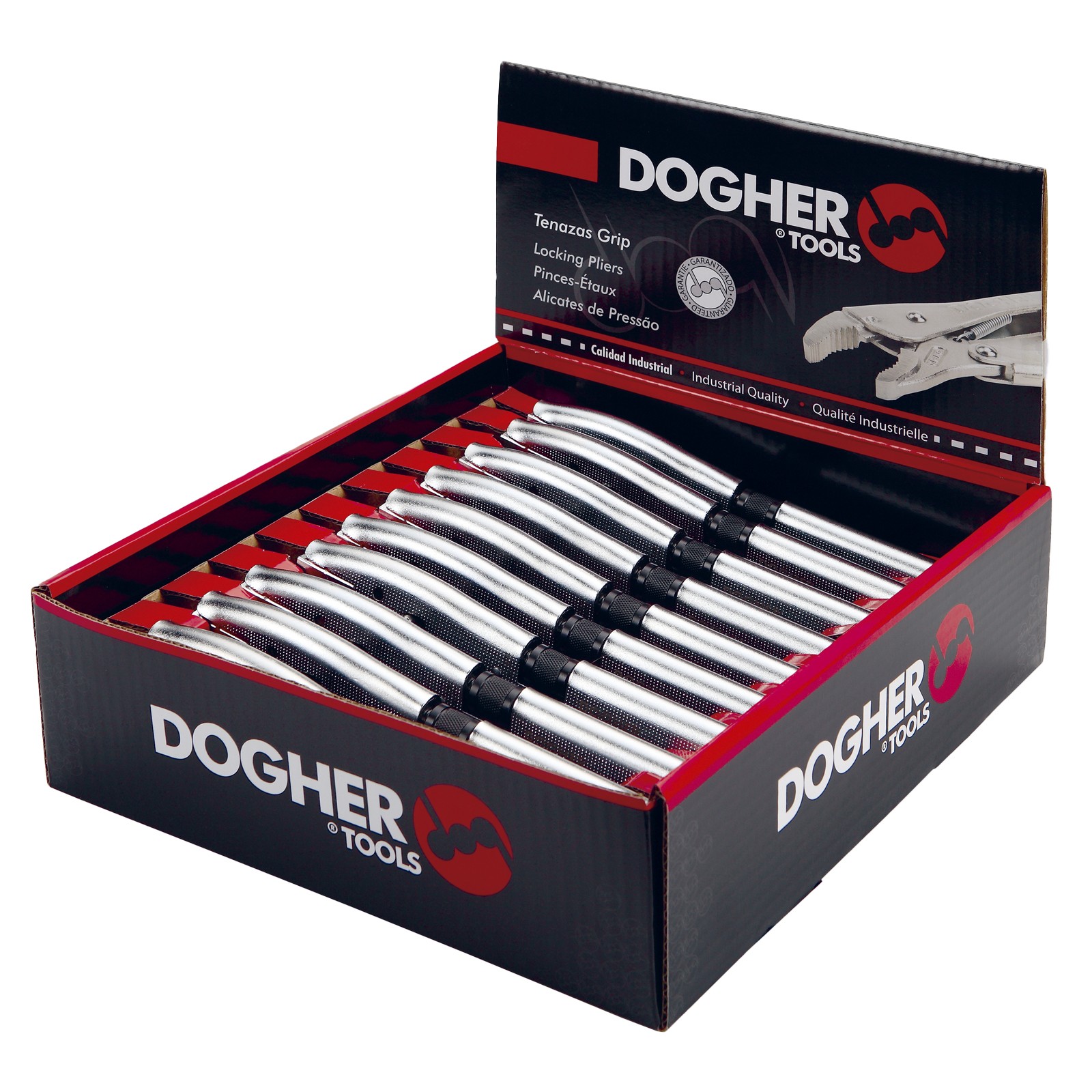 Expositor Mostrador 10 Tenazas Grip Gran Capacidad DOGHER Boca Recta