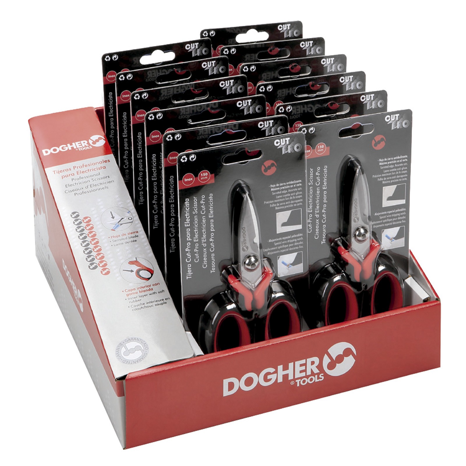 Expositor Mostrador 12 Tijeras Electricista CUT PRO DOGHER 5 en 1