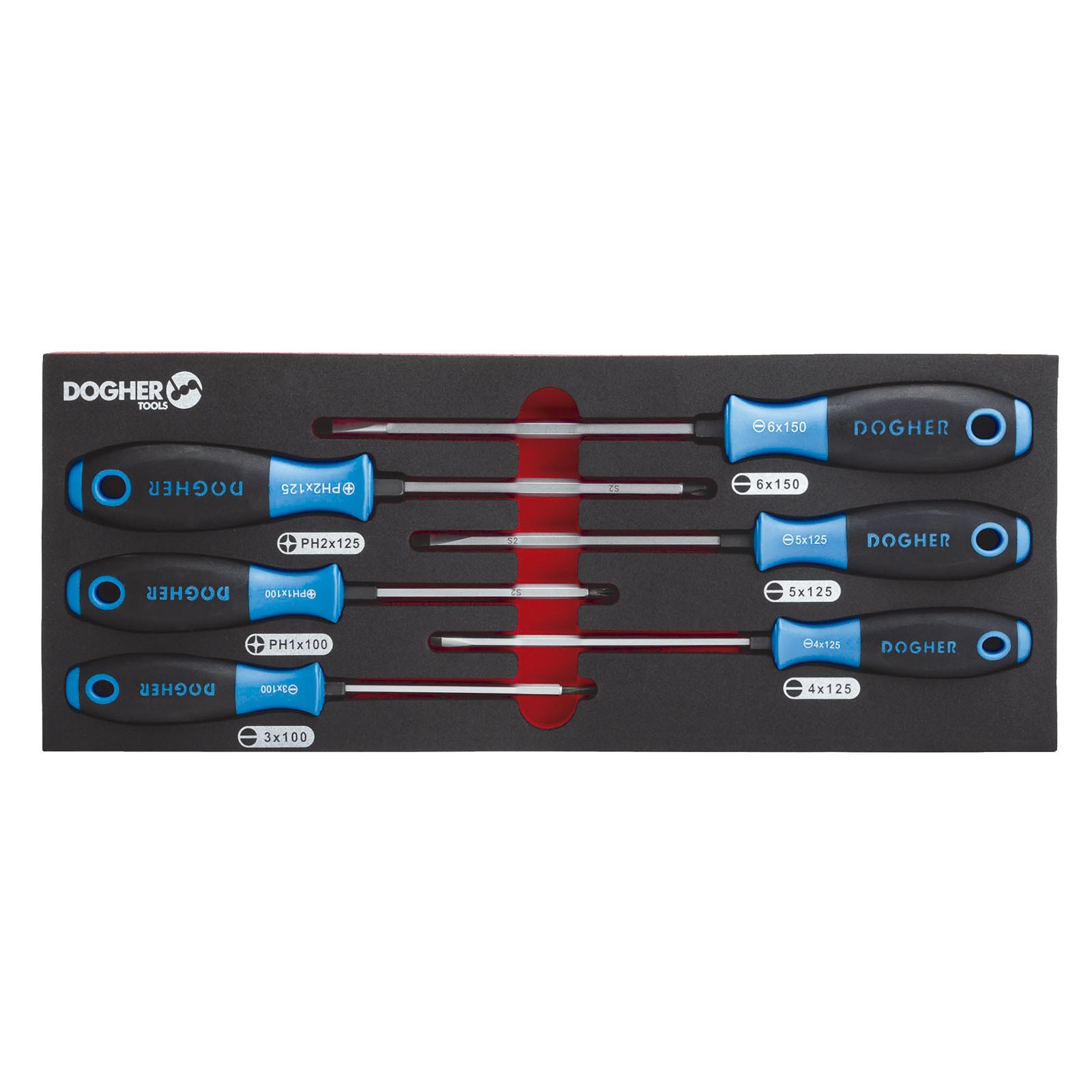 Bandeja Combinable DOGHER 1/4 - 6 Destornillador Boca Recta & Phillips Industrial Plus