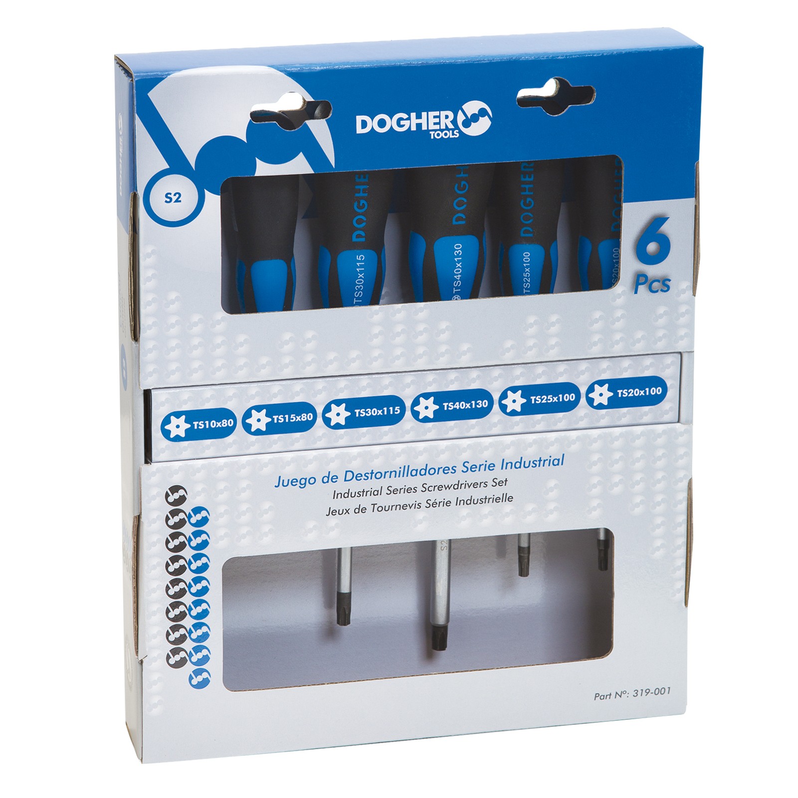 Juego 6 Destornillador Industrial DOGHER Torx Seguridad Cartón