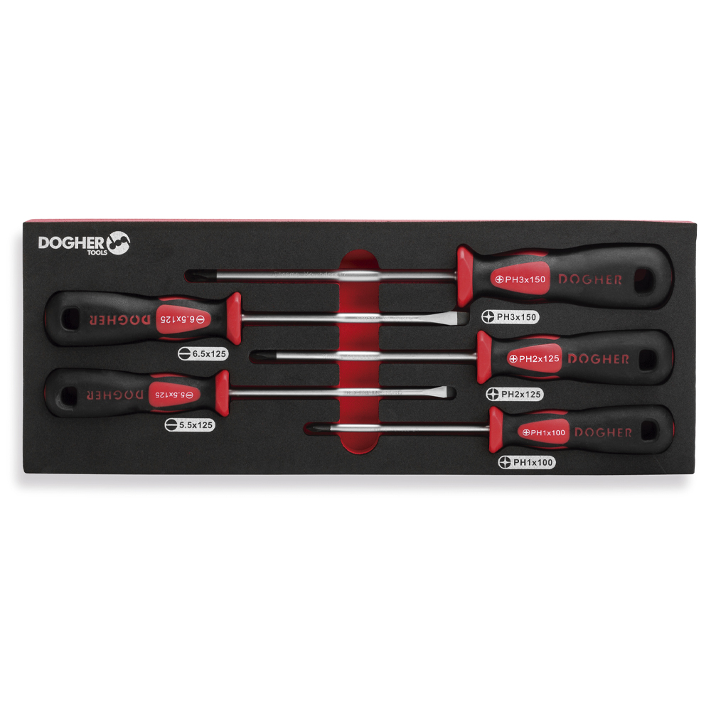 Bandeja Combinable DOGHER 1/4 - 5 Destornillador Profesional Boca 2 Plana & 3 Phillips
