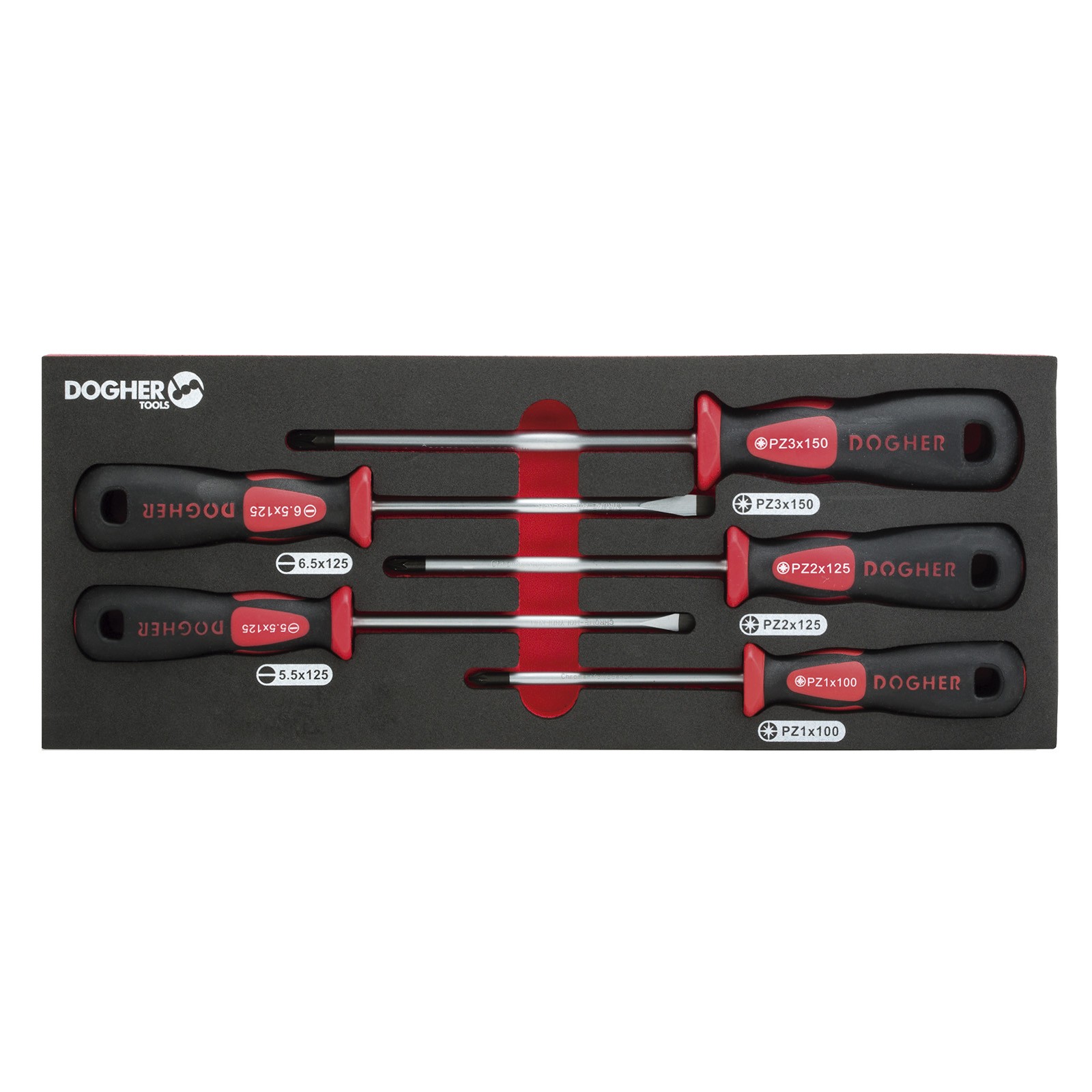 Bandeja Combinable DOGHER 1/4 - 5 Destornillador Profesional Boca 2 Plana & 3 Pozidriv