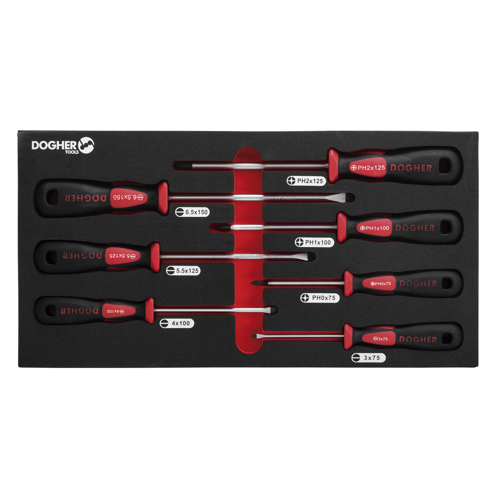 Bandeja Combinable DOGHER 1/3 - 7 Destornillador Profesional Boca 4 Plana & 3 Phillips