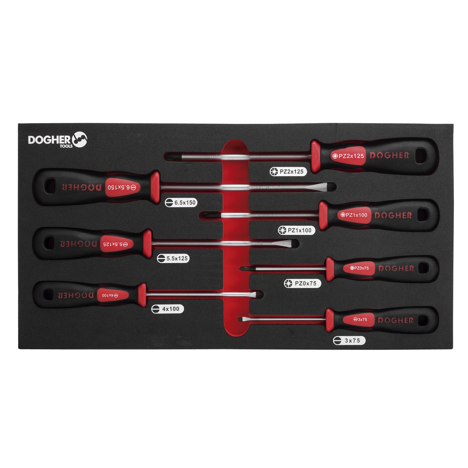 Bandeja Combinable DOGHER 1/3 - 7 Destornillador Profesional Boca 4 Plana & 3 Pozidriv