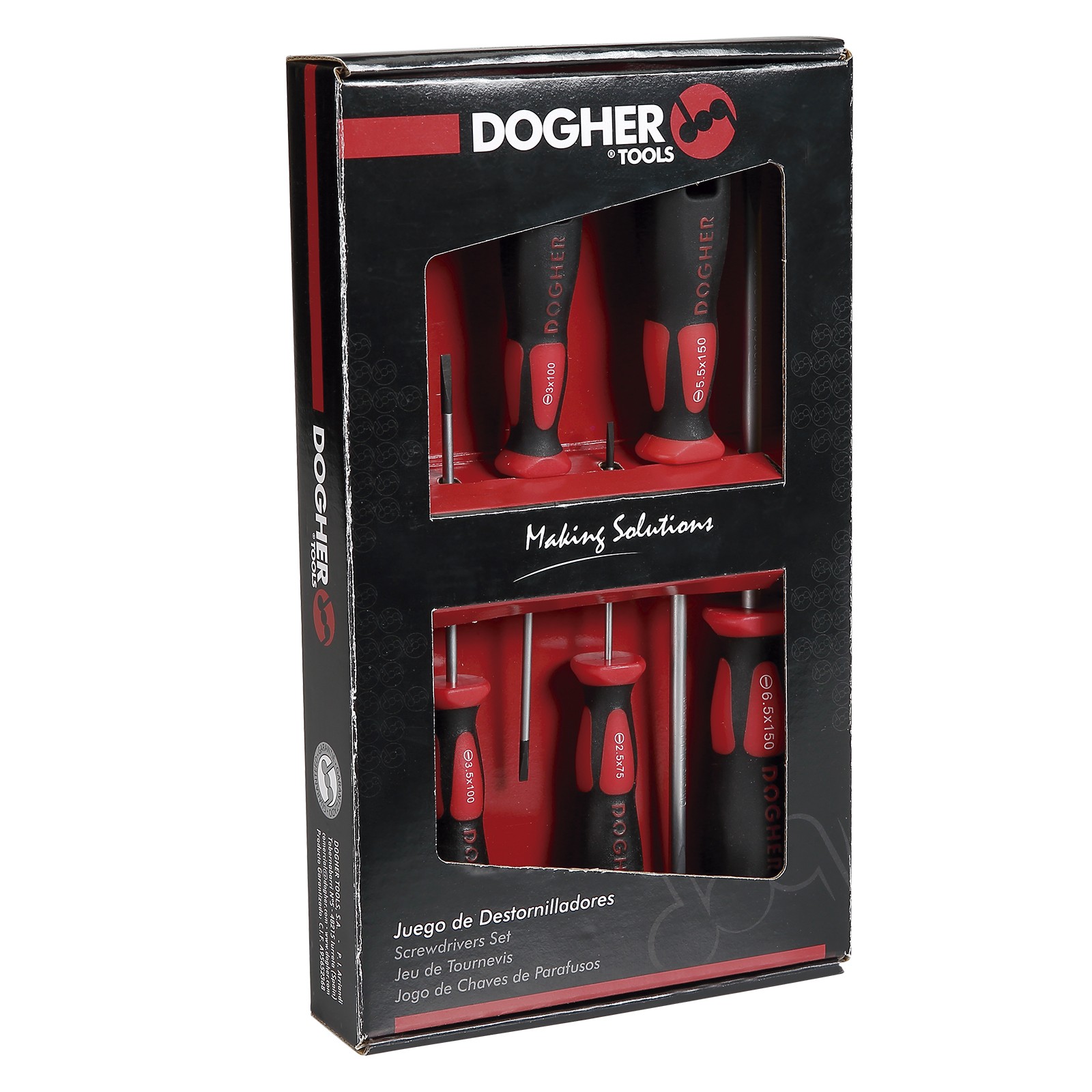 Juego 6 Destornillador Profesional DOGHER Boca Recta Cartón
