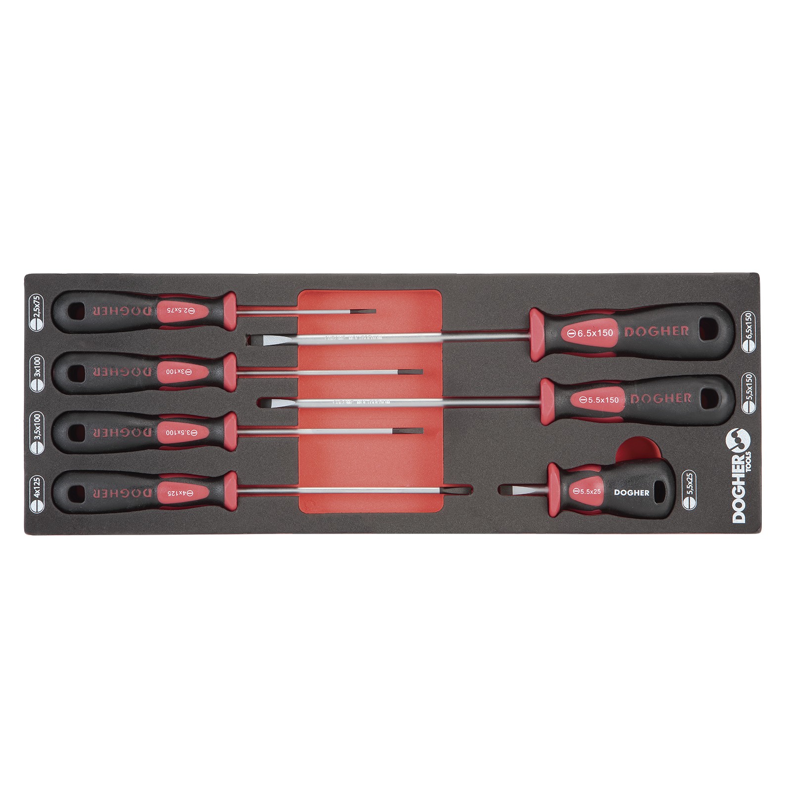 Bandeja Combinable 1/4 - 7 - Destornillador Boca Recta y Corto Profesional