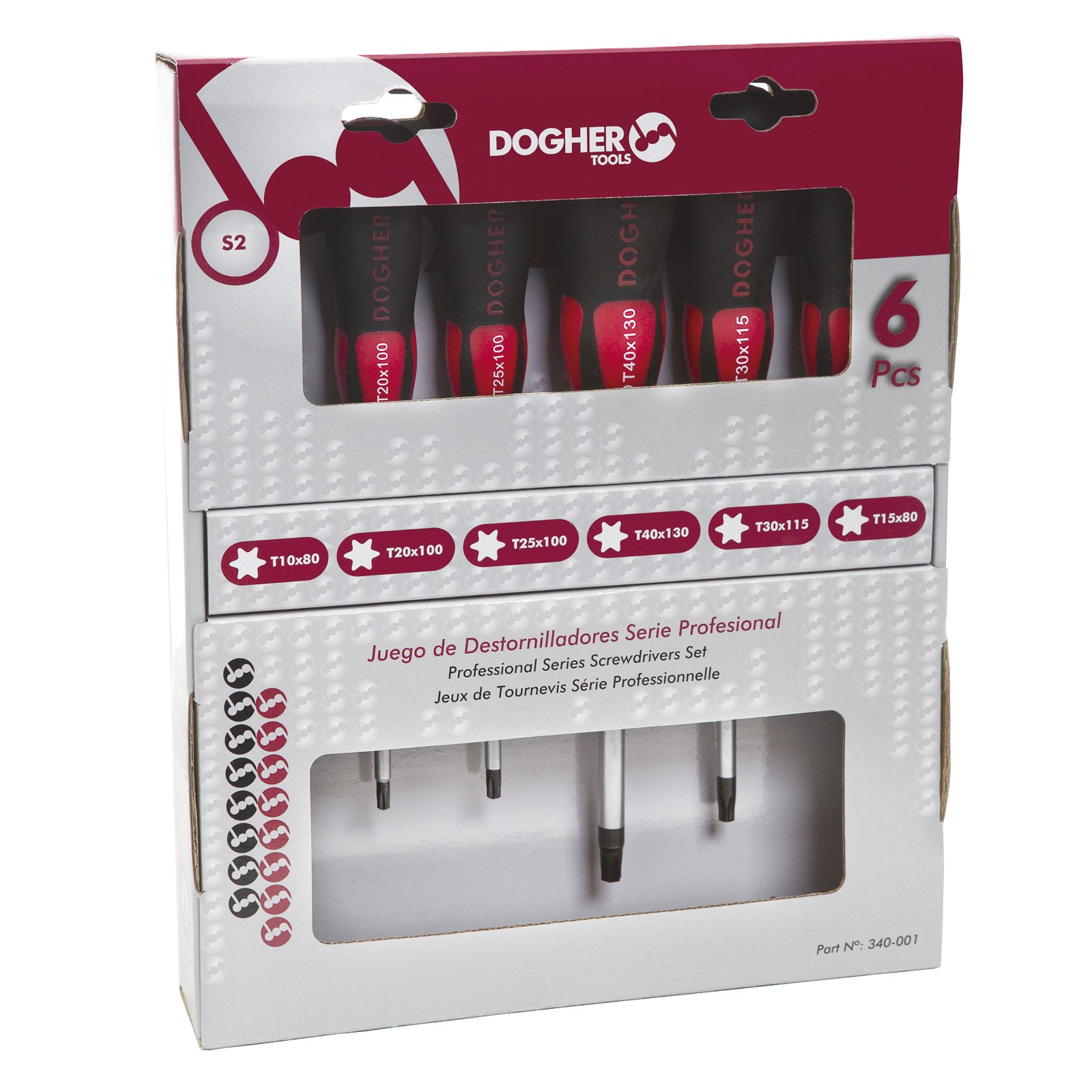 Juego 6 Destornillador Profesional DOGHER Boca Torx Cartón