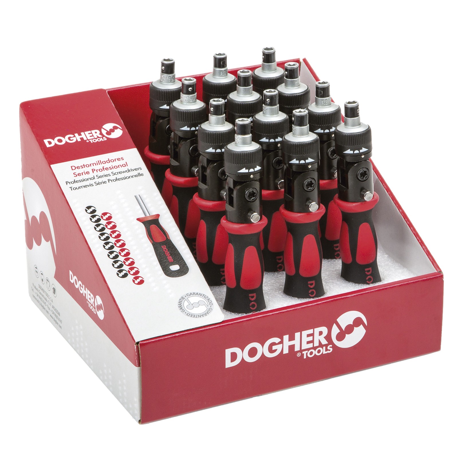 Expositor Mostrador Destornillador Profesional DOGHER Articulado Carraca Para Puntas 1/4
