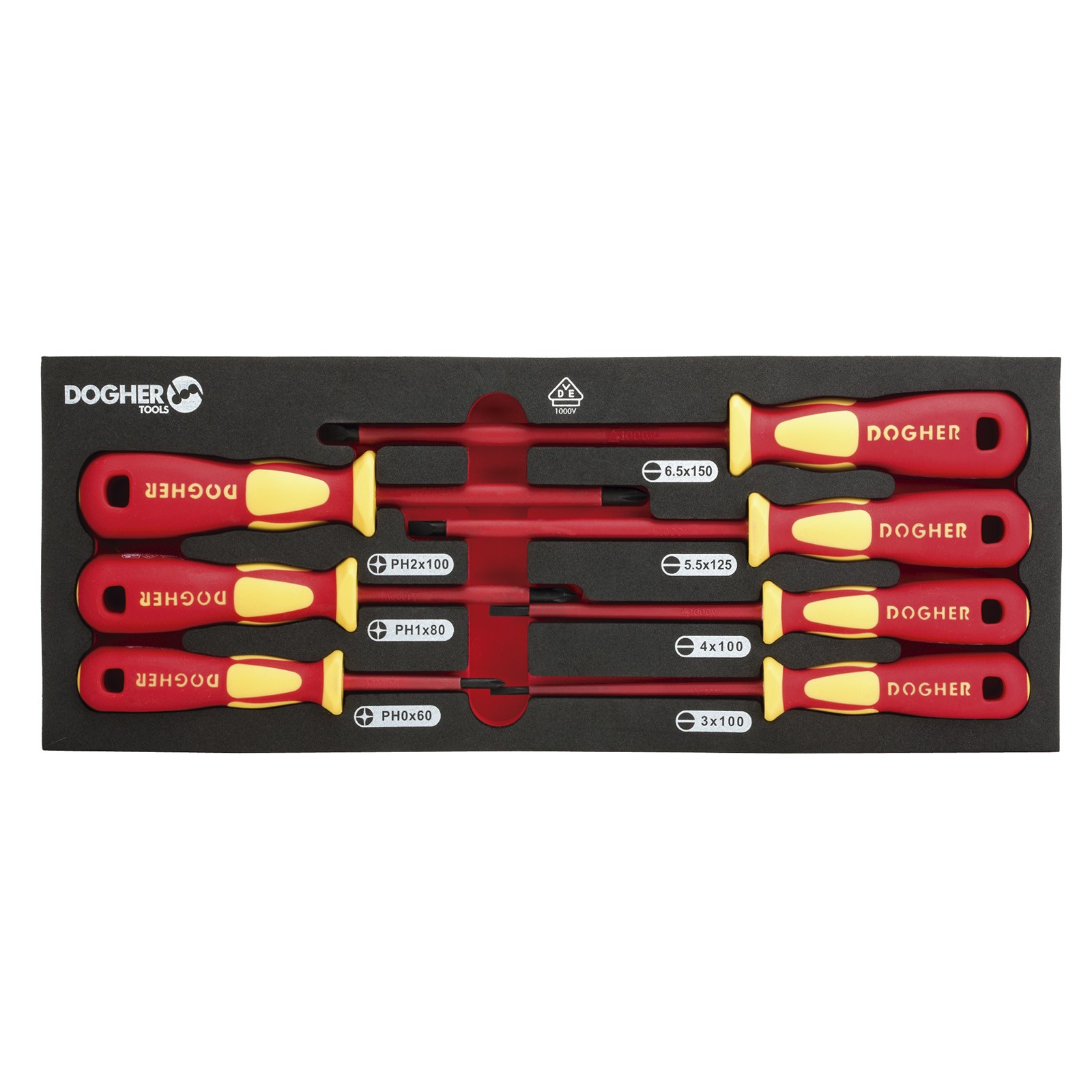 Bandeja Combinable DOGHER 1/4 - 7 Destornillador Aislado VDE Boca Recta & Phillips
