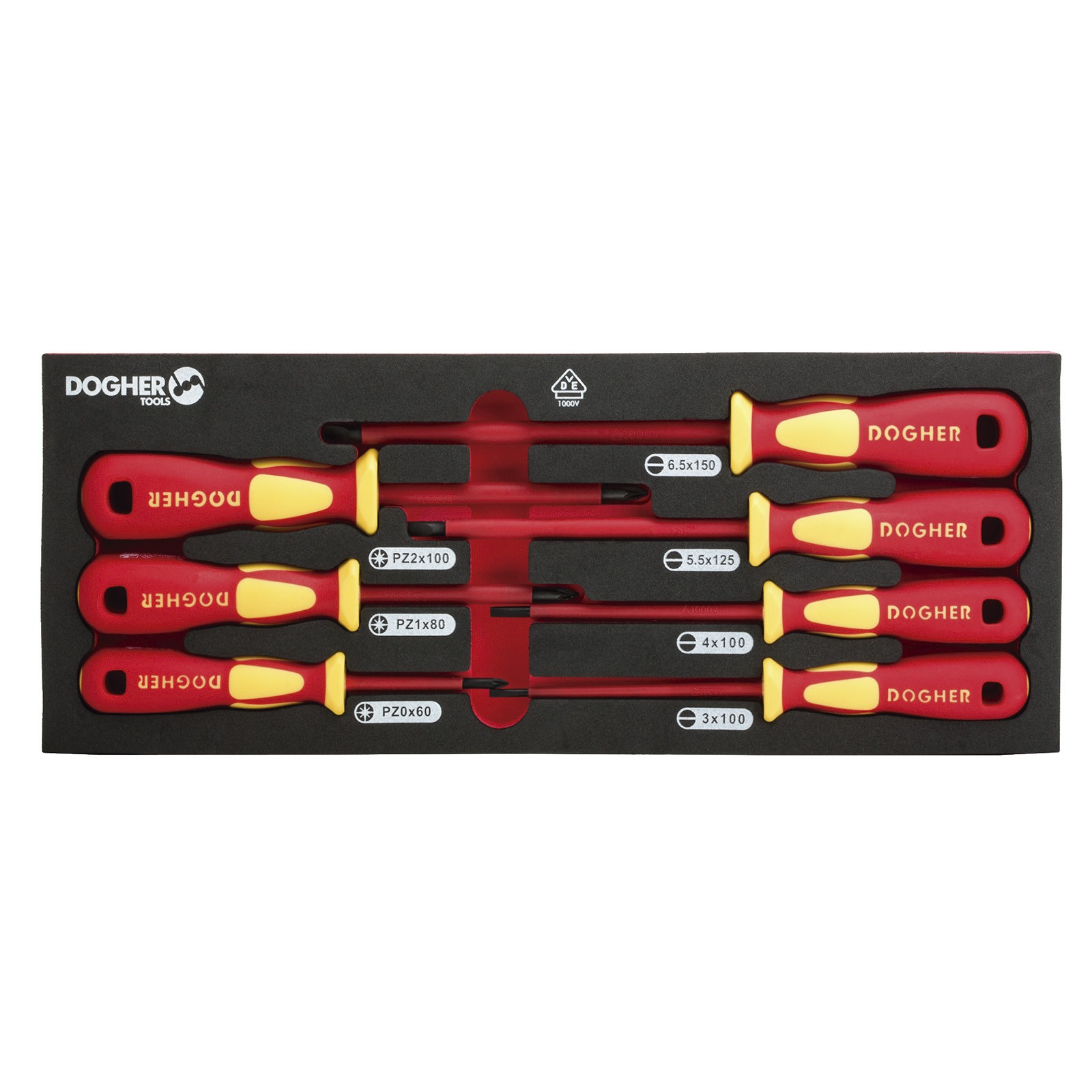 Bandeja Combinable DOGHER 1/4 - 7 Destornillador Aislado VDE Boca Recta & Pozidriv