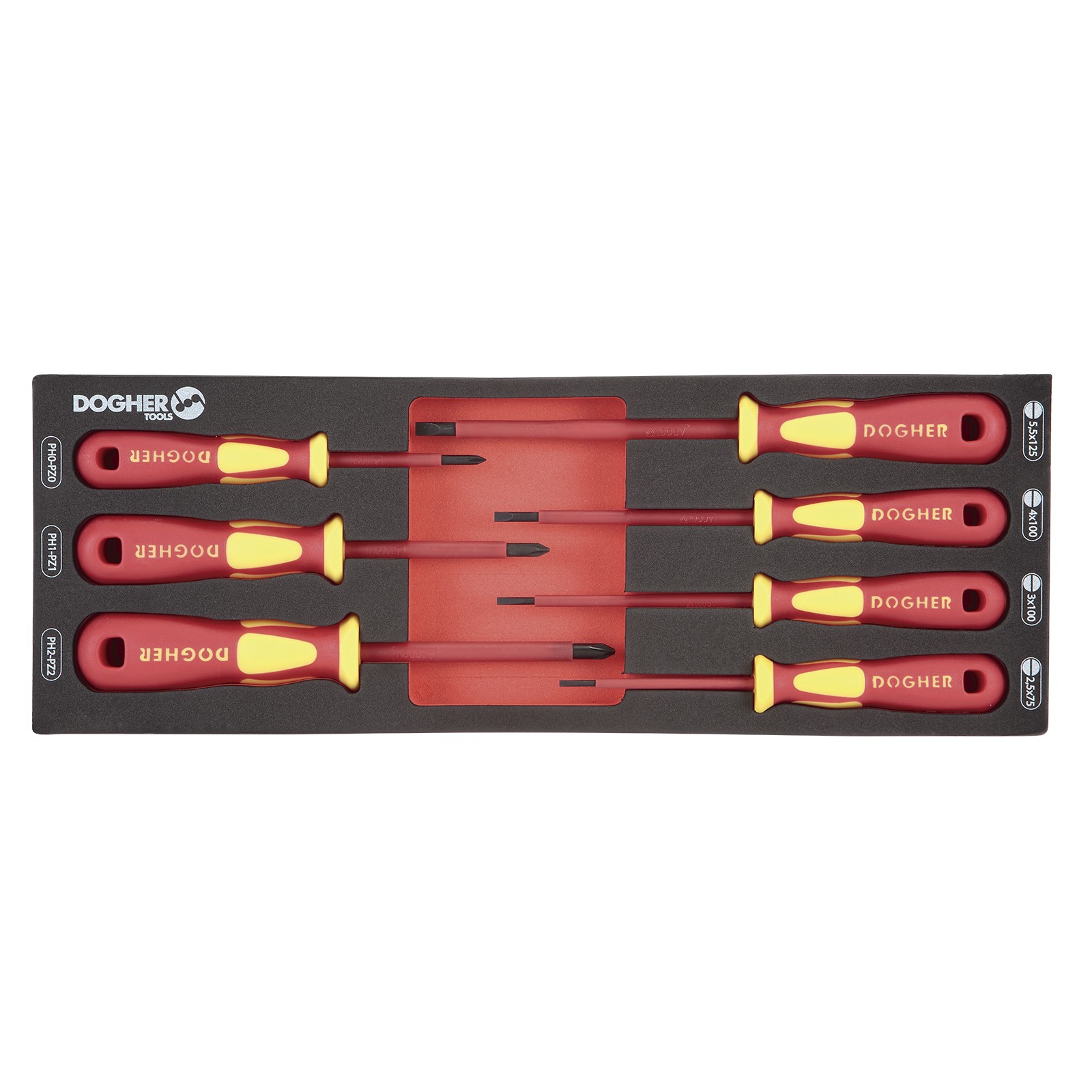 Bandeja Combinable 1/4 - 7 Destornillador VDE Recto y Phillips Profesional