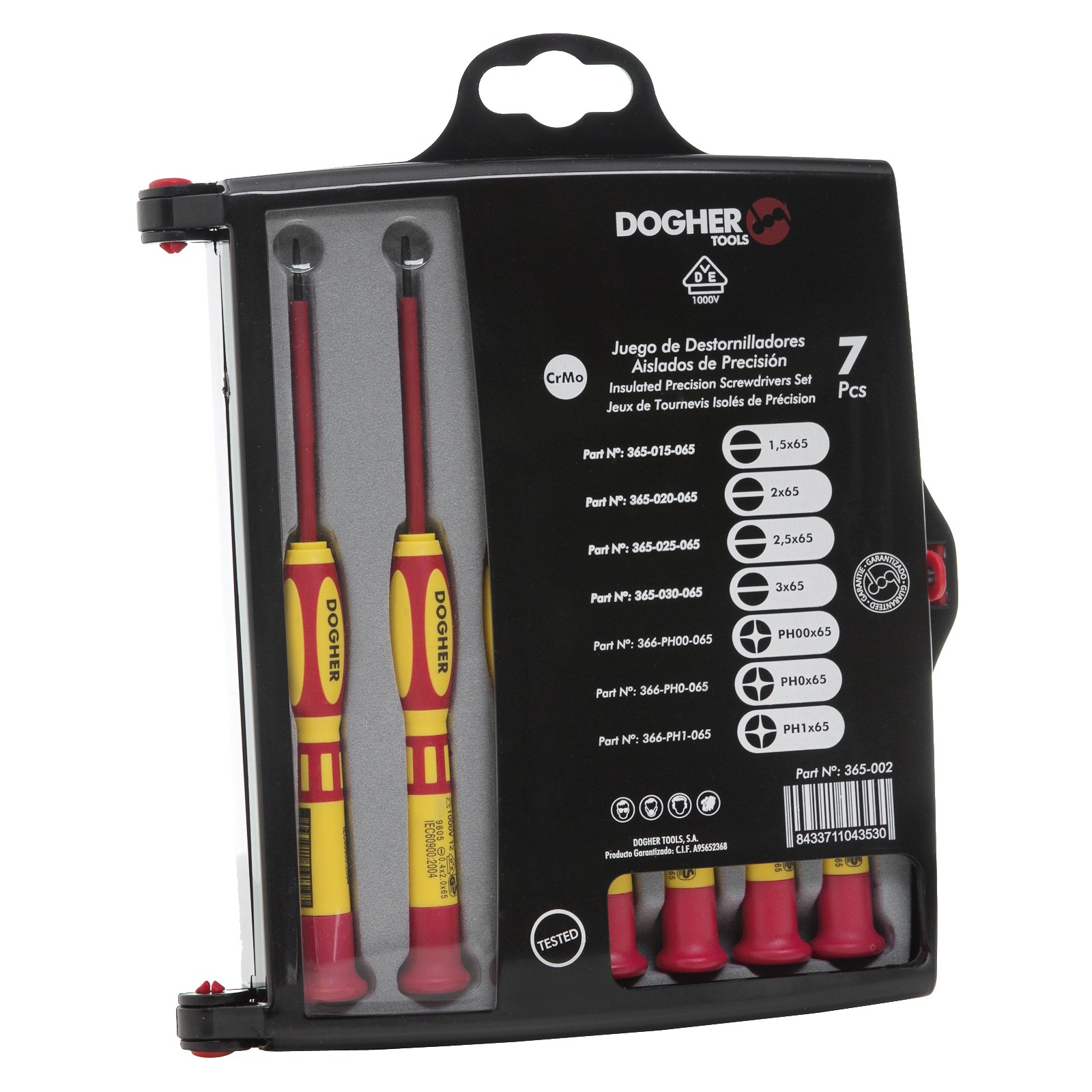 Juego 7 Destornillador Profesional Precisión Aislado DOGHER VDE 1000V Boca Recta - Phillips