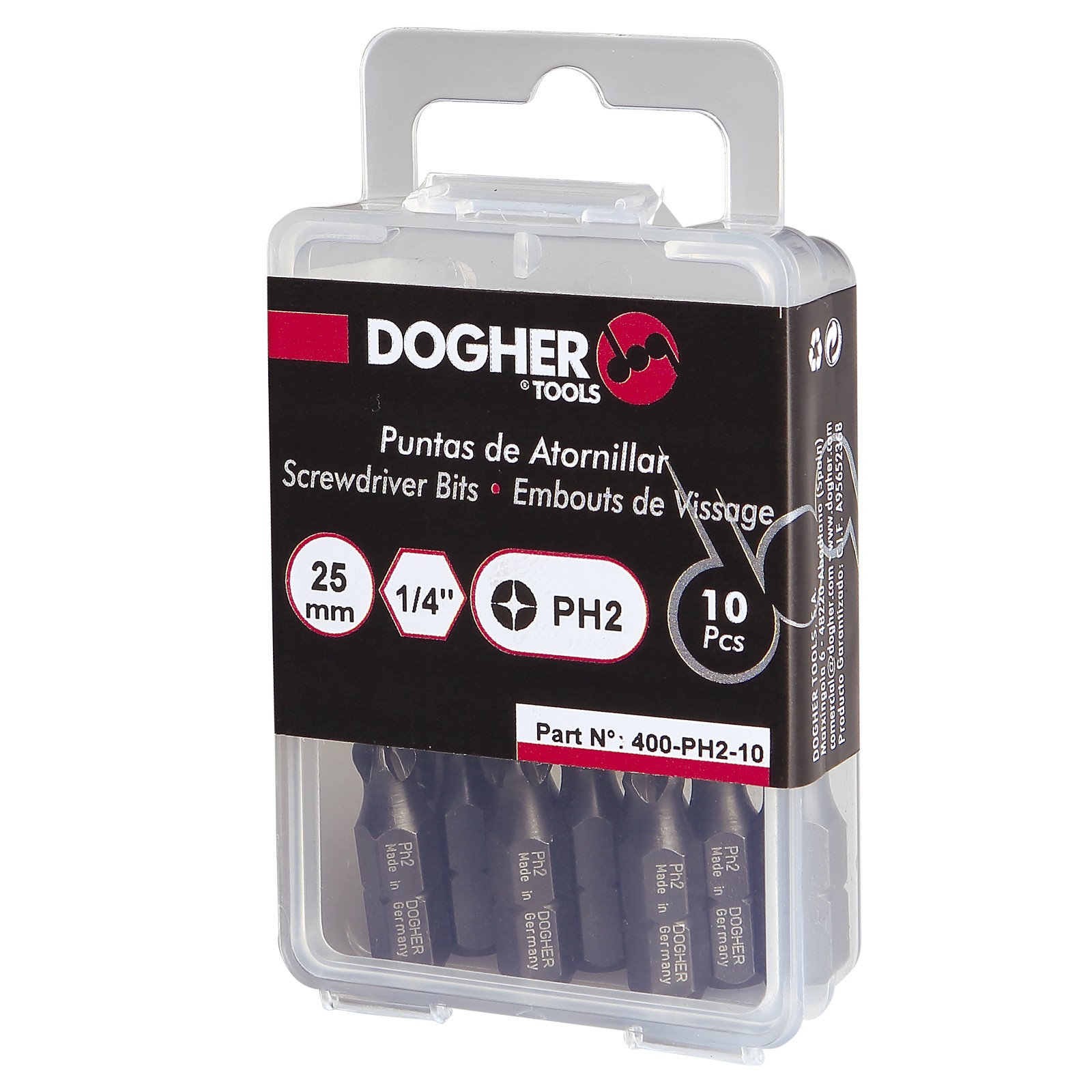 Caja 10 Puntas de Atornillar DOGHER S2 25mm Phillips