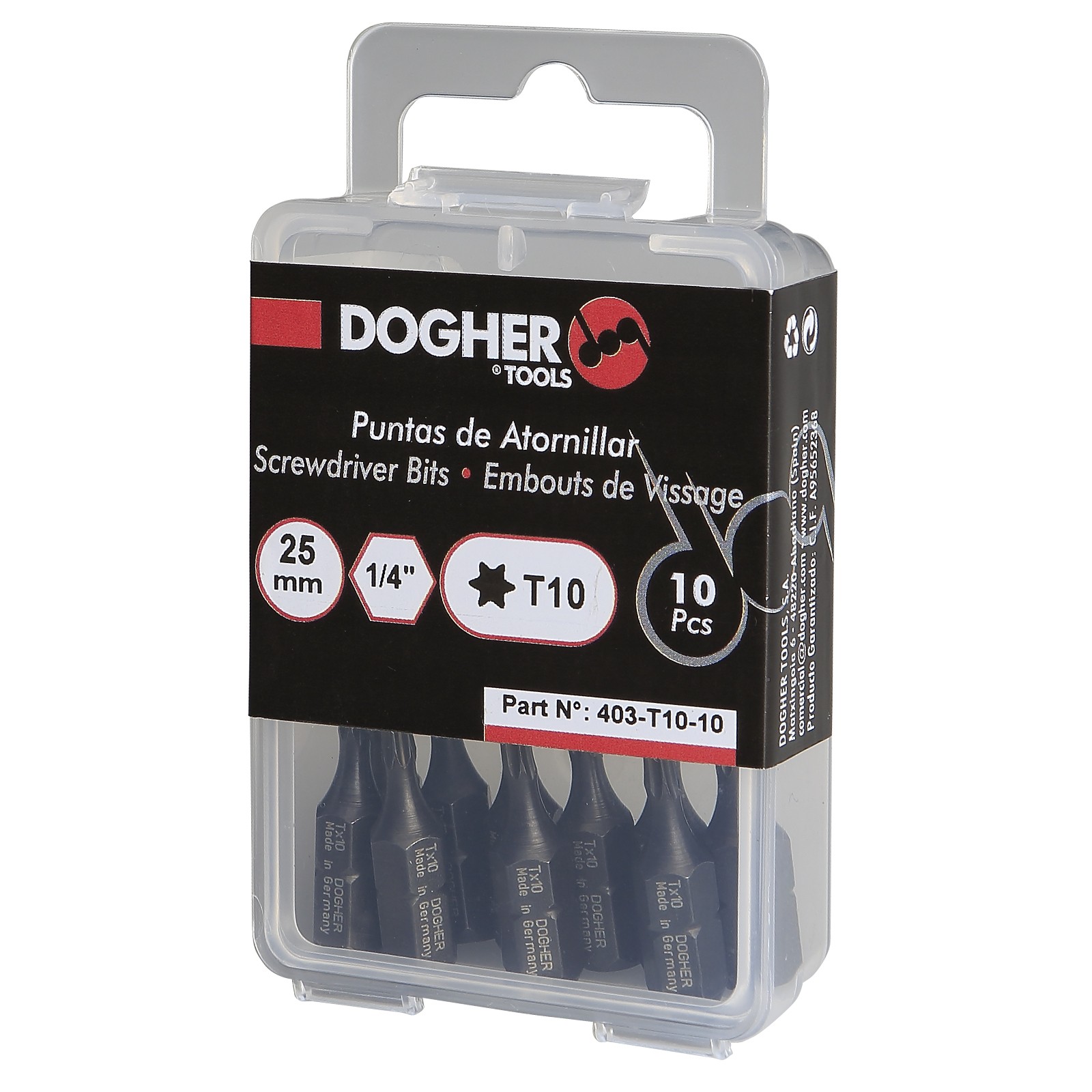 Caja 10 Puntas de Atornillar DOGHER S2 25mm Torx