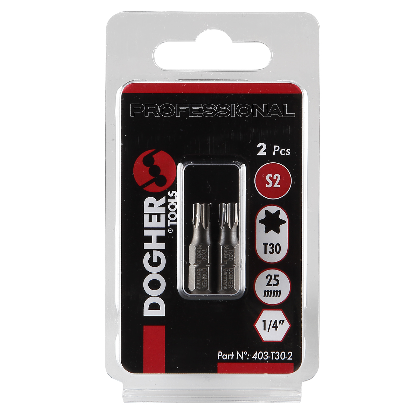 Imagen del producto Blíster 2 Puntas de Atornillar DOGHER S2 25mm Torx