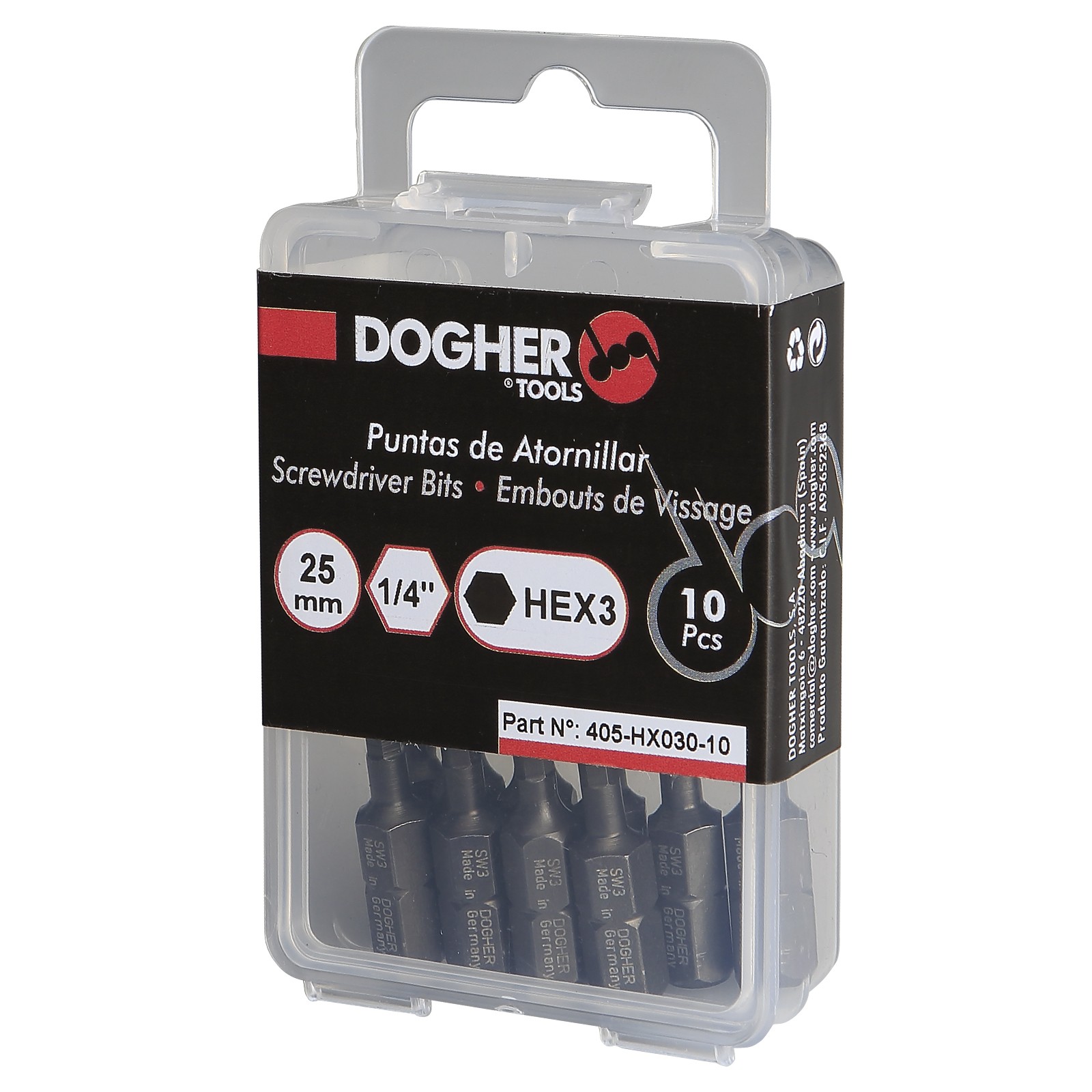 Caja 10 Puntas de Atornillar DOGHER S2 25mm Hexagonal