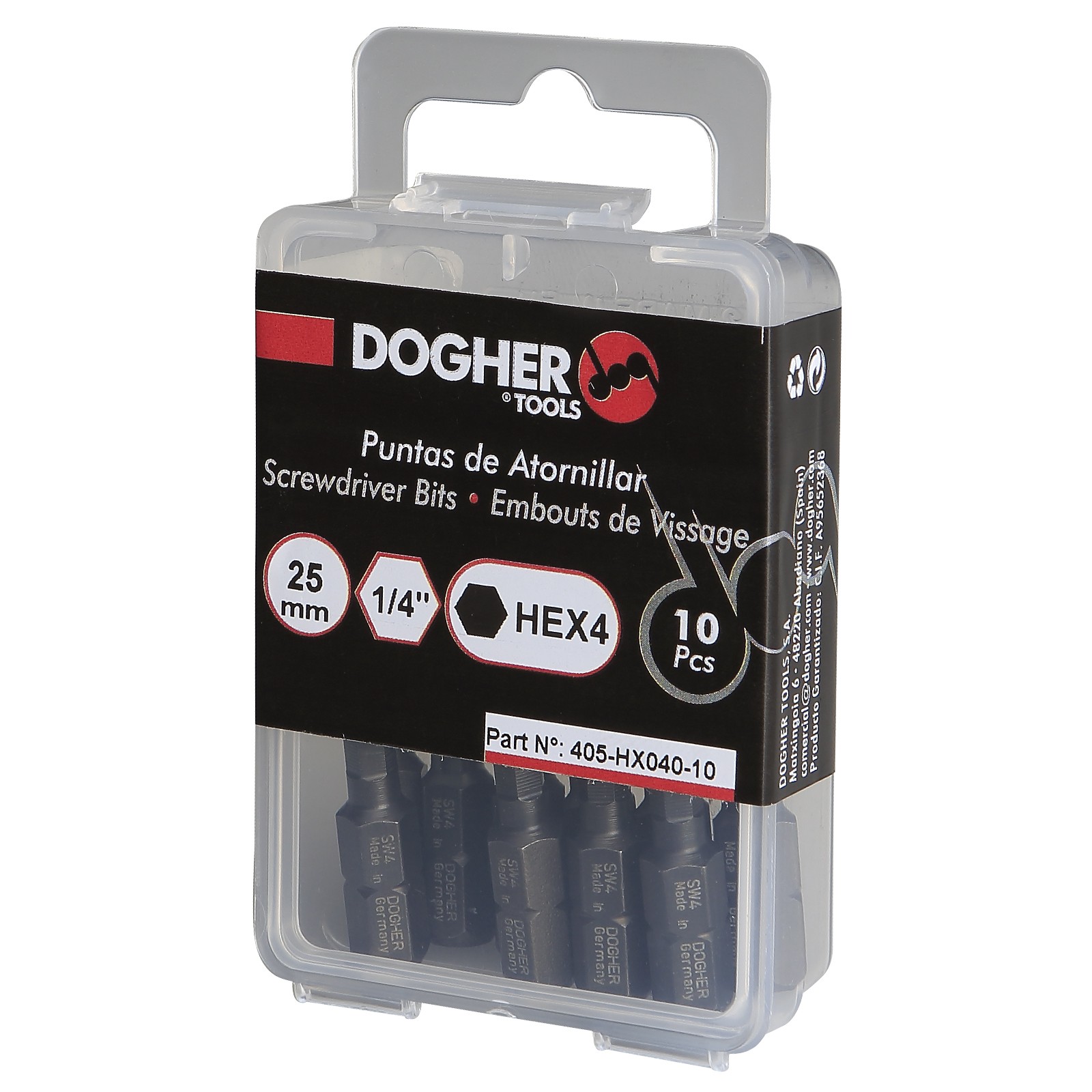 Caja 10 Puntas de Atornillar 1/4" S2 25mm Hexagonal HX4