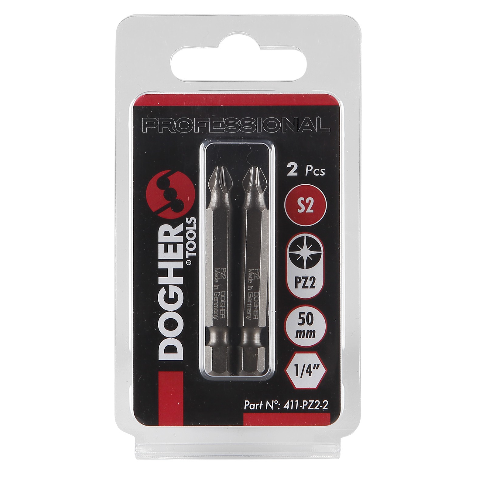Imagen del producto Blíster 2 Puntas de Atornillar DOGHER S2 50mm Pozidriv