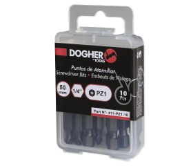 Caja 10 Puntas de Atornillar 1/4" S2 50mm Pozidriv PZ1