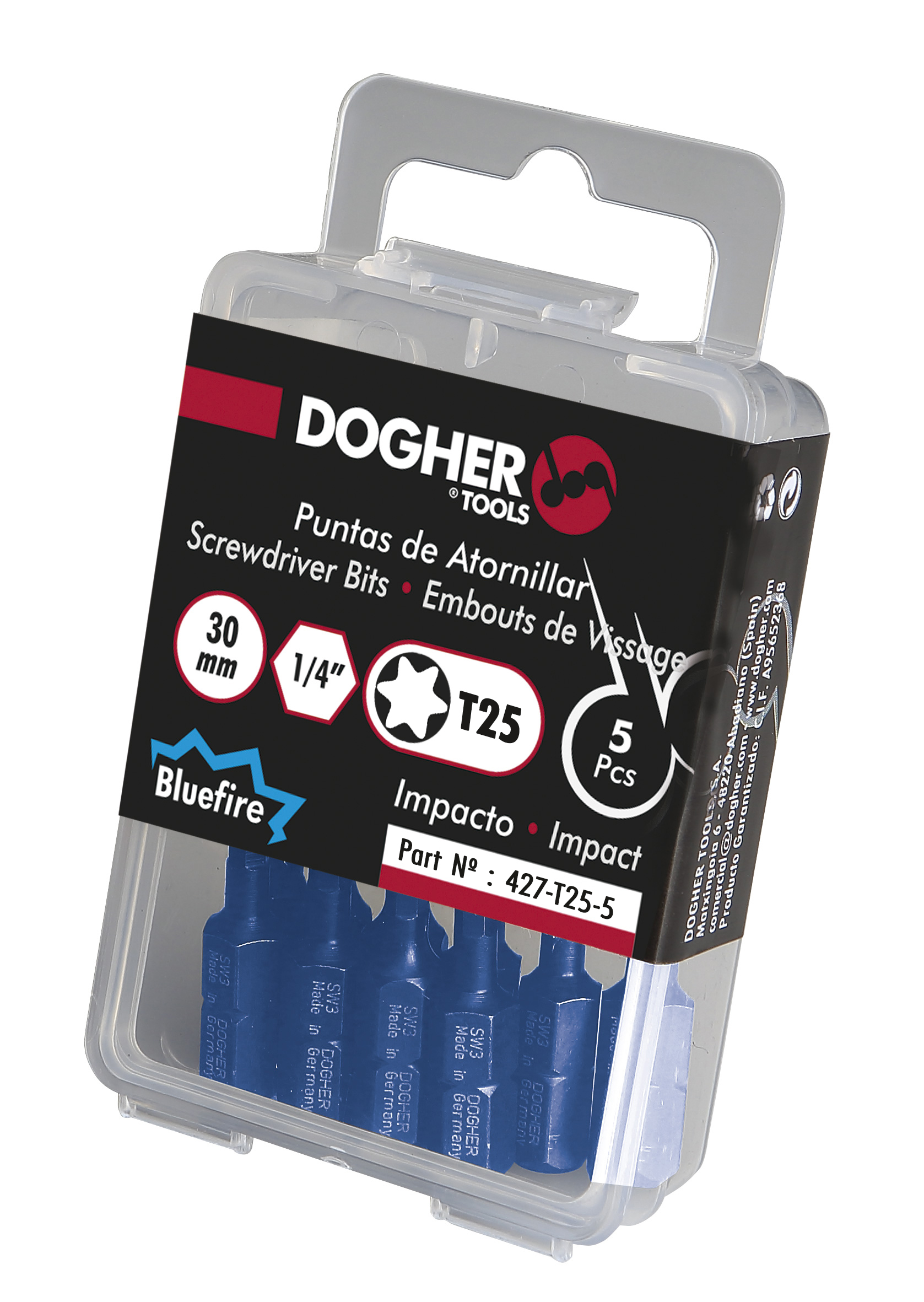 Caja 5 Puntas de Atornilllar de Impacto DOGHER Bluefire S2 30mm Torx