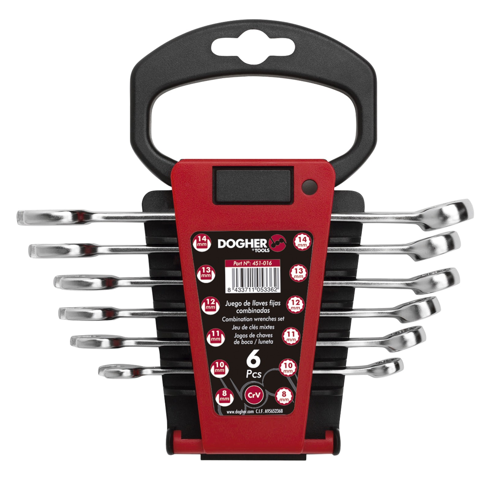Juego 6 Llaves DOGHER Combinadas 8-14 Soporte Plástico