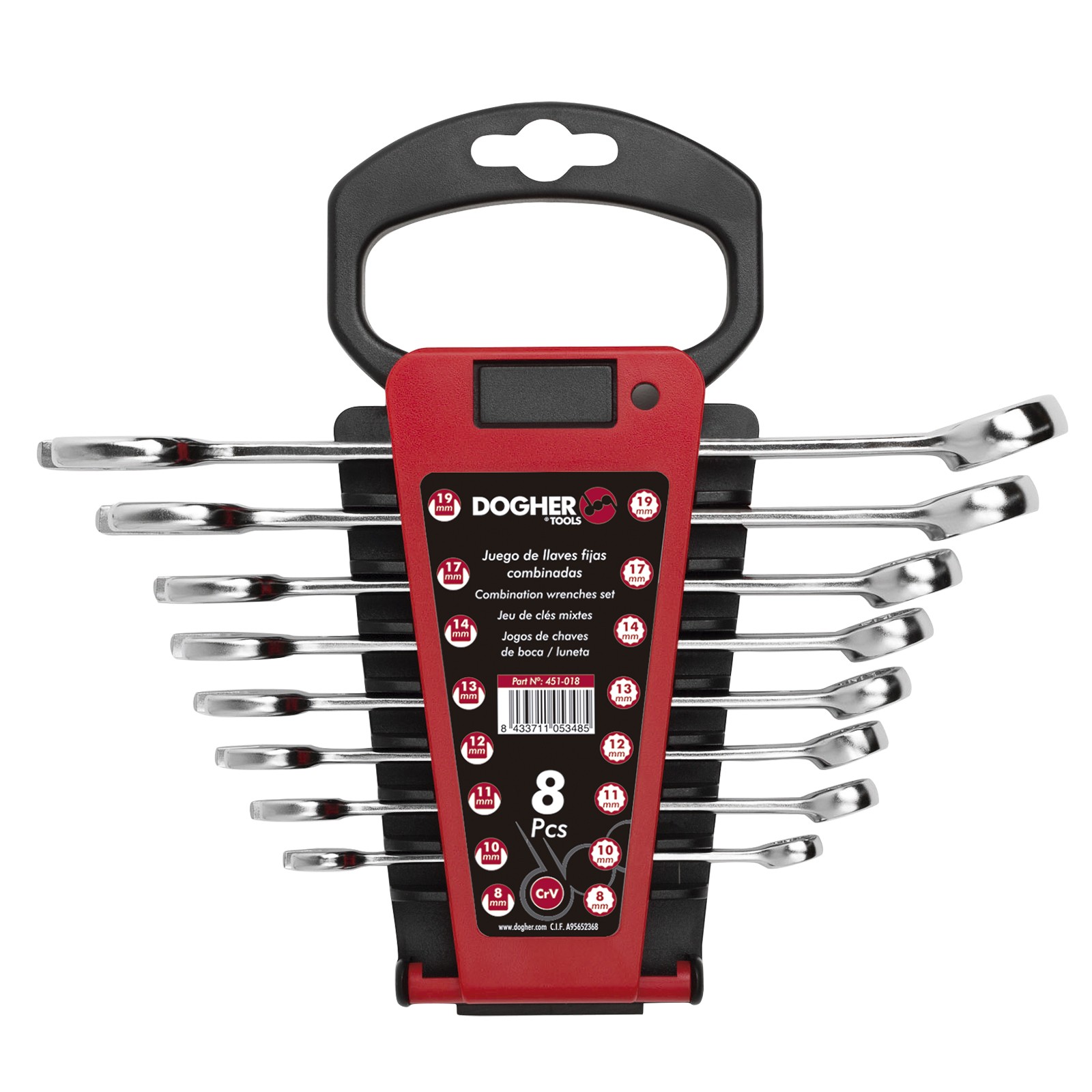 Juego 8 Llaves DOGHER Combinadas 8-19 Soporte Plástico