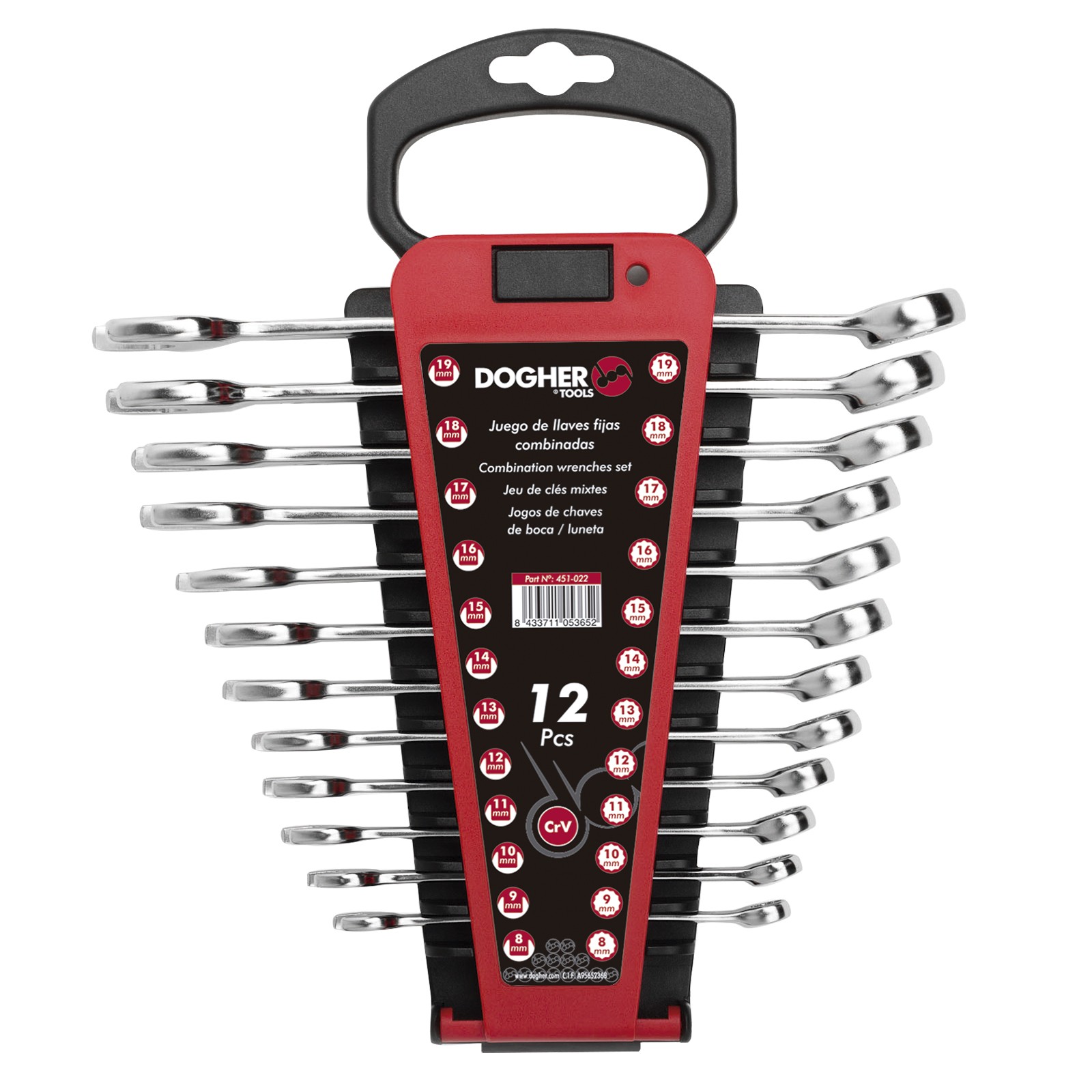 Juego 12 Llaves DOGHER Combinadas 8-19 Soporte Plástico
