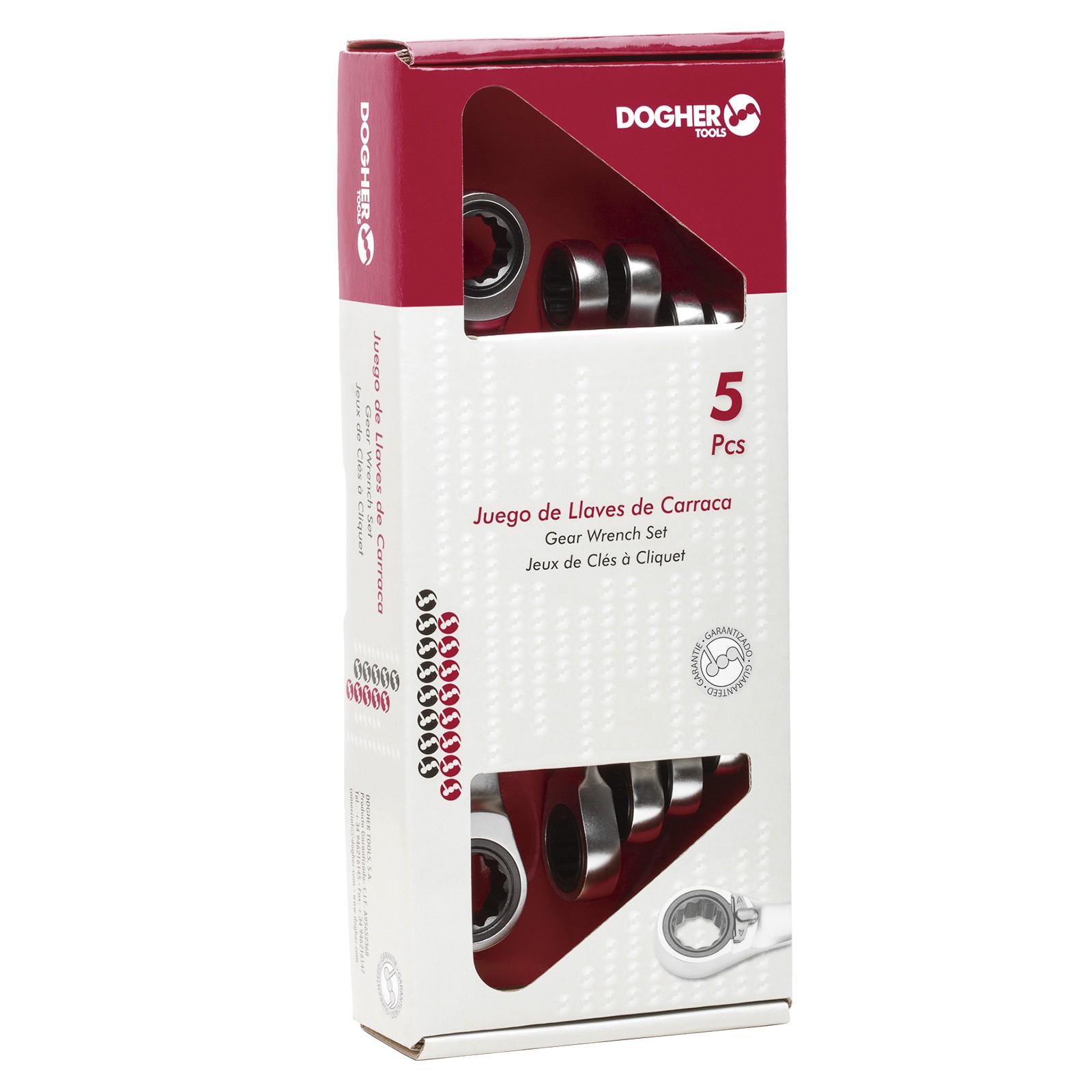 Caja 5 Llaves DOGHER de Carraca Reversible Plana CrV