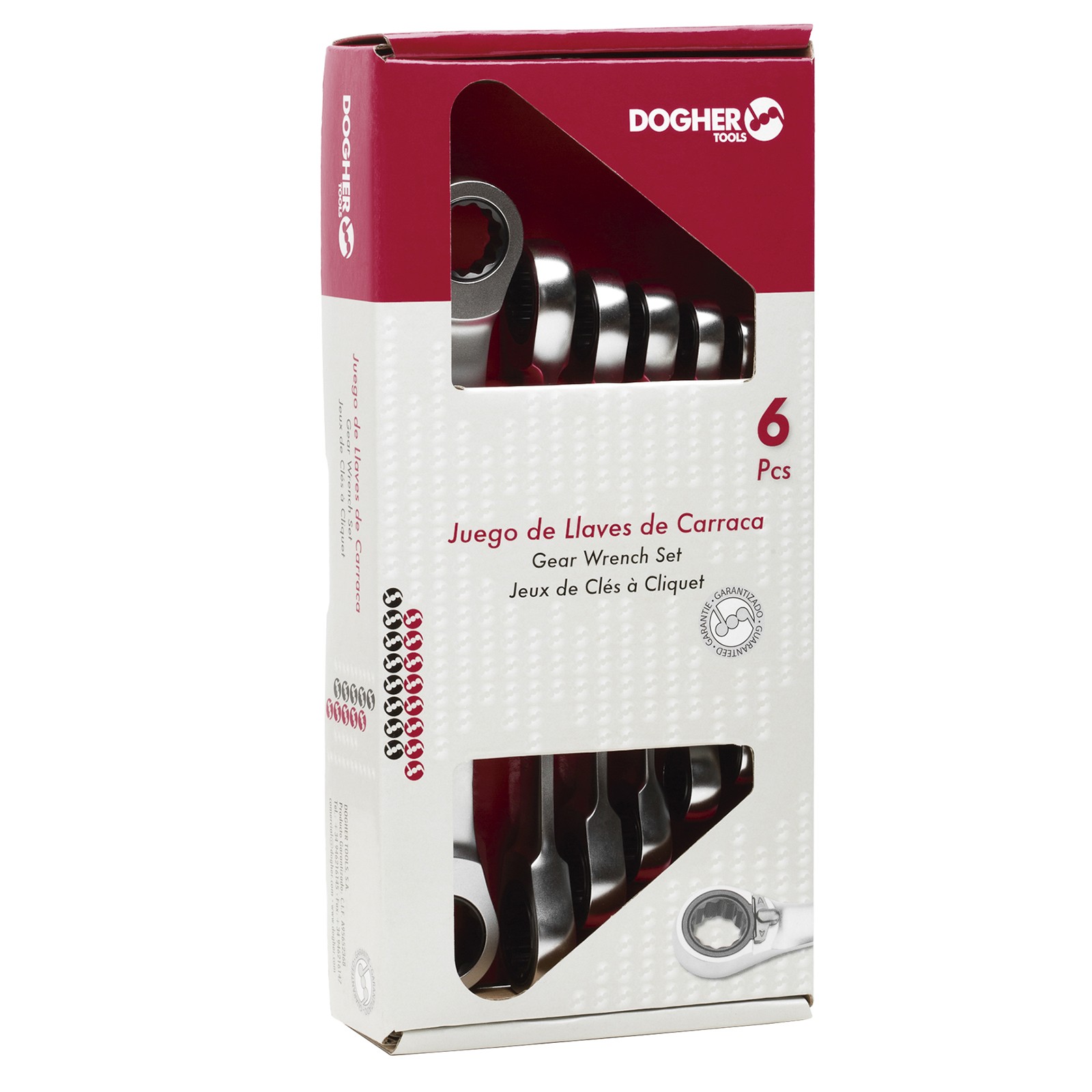 Caja 6 Llaves DOGHER de Carraca Reversible Plana CrV