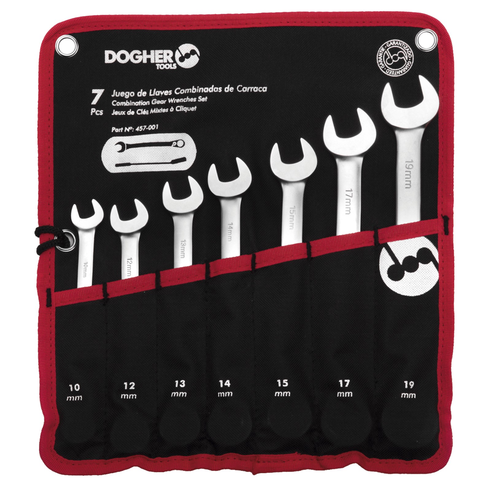 Bolsa Nylon DOGHER 7 Llave Combinada CrV Fija y de Carraca Reversible Vacía